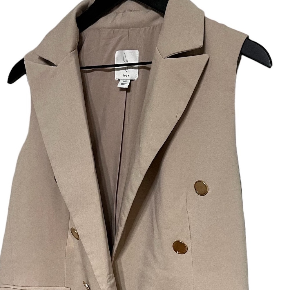Joie Open Camel Collared Sleeveless Blazer - image 6